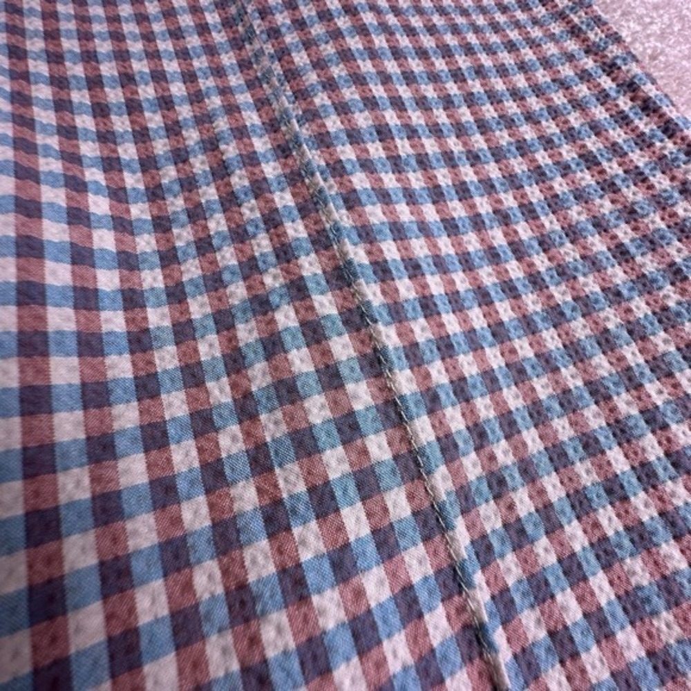 Veronica Beard Arte Kick Flare Brown And Blue Gingham Searsucker High Waste Pant - Picture 6 of 14